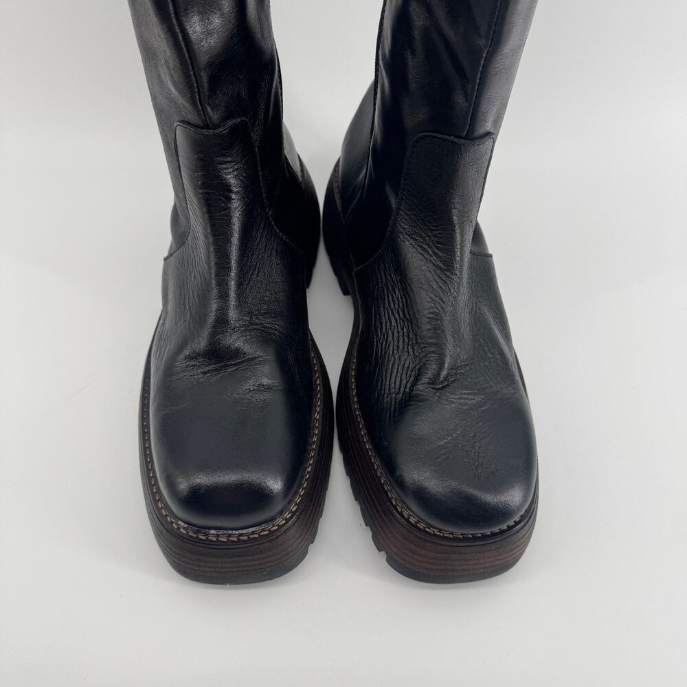 Free People Rhodes Tall Leather Boots Size 10 NEW Black Chunky 90s Platform Y2K - Picture 7 of 13